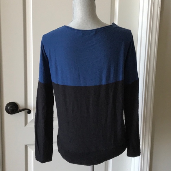Vince Black Blue Color Block Cotton Sweater Sz M - Picture 2 of 5